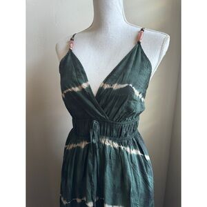 Young Fabulous & Broke Maxi Sun DRESS SIENNA Marine Cuba Green Tie Dye Beaded